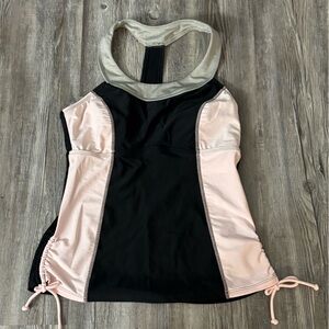 Stylish Black and Pink Women's Bikini Top EUC